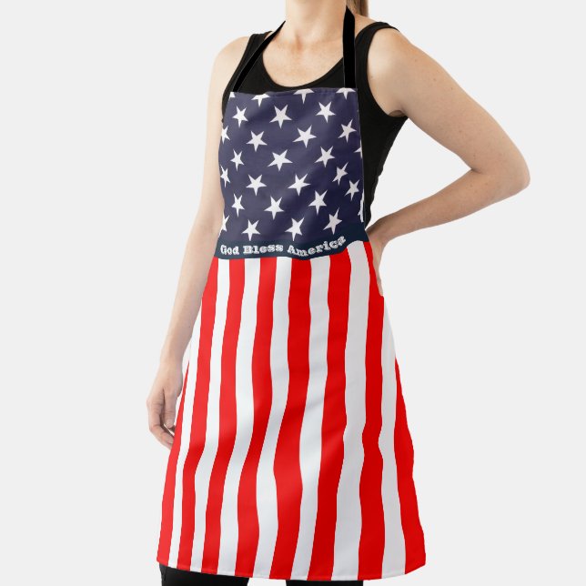 4th of July American Flag God Bless America Apron (Insitu)