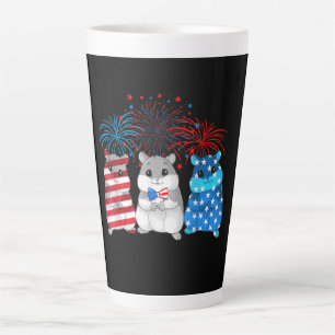 4th Of July American Flag Happy Guinea Pig Latte Mug
