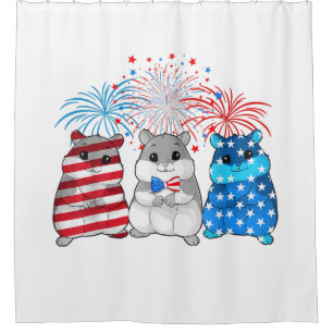 4th Of July American Flag Happy Guinea Pig Shower Curtain