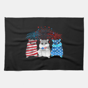4th Of July American Flag Happy Guinea Pig Tea Towel