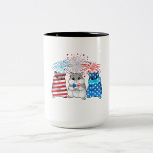 4th Of July American Flag Happy Guinea Pig Two-Tone Coffee Mug