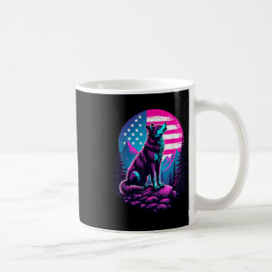 4th Of July American Flag Howling Wolf Under Usa M Coffee Mug