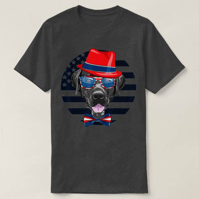 4th of July American Flag Labrador Dog Lover Patri T-Shirt (Design Front)