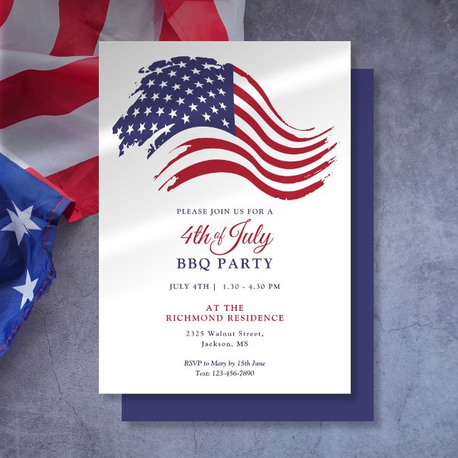 4th Of July American Flag Party Invitation (4th Of July American Flag Party Invitation)