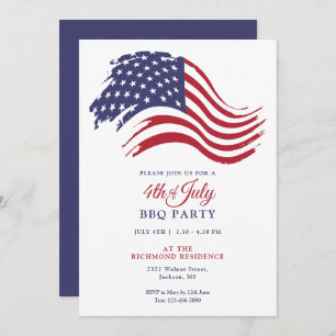 4th Of July American Flag Party Invitation