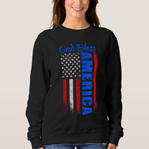 4th of July American Flag Patriotic God Bless Amer Sweatshirt