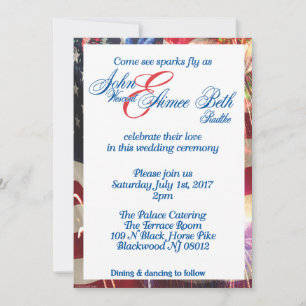 4th of July American flag red white & blue Invitation