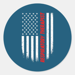 4th of July American Flag Respiratory Therapist Classic Round Sticker