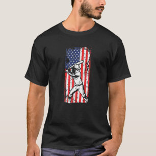 4th Of July American Flag Softball Baseball Player T-Shirt