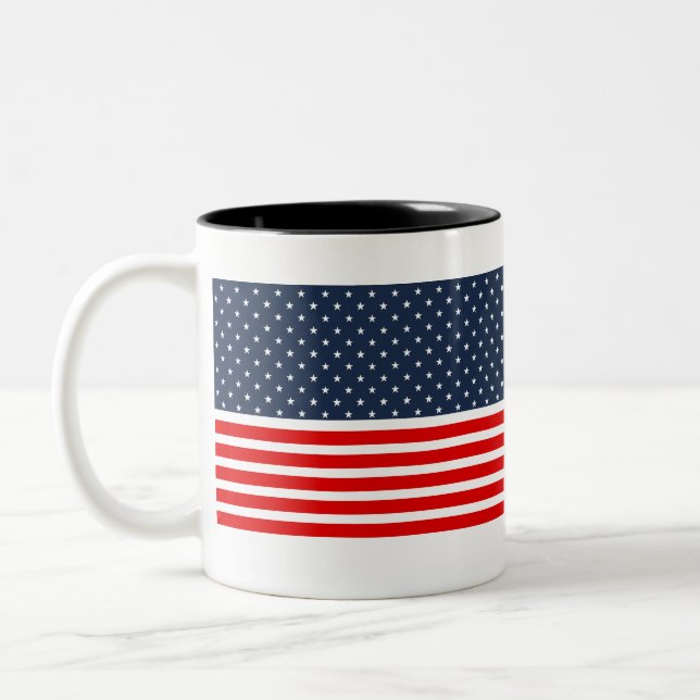 4th of july american flag Two-Tone coffee mug (Left)