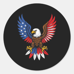 4th Of July American Flag Usa Eagle For Men Women  Classic Round Sticker
