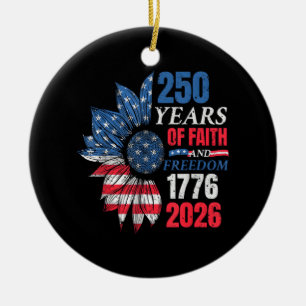 4th of July American Flag Vintage 250 Years 1776 2 Ceramic Ornament
