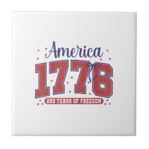 4th of July American Flag Vintage 250 Years 1776 2 Ceramic Tile
