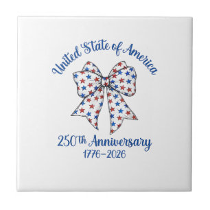 4th of July American Flag Vintage 250 Years 1776 2 Ceramic Tile