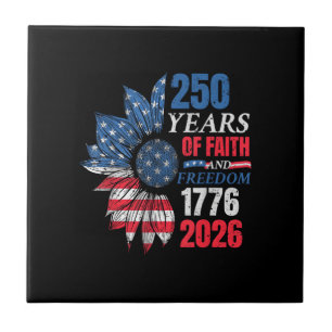 4th of July American Flag Vintage 250 Years 1776 2 Ceramic Tile