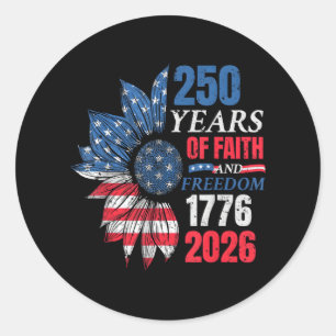 4th of July American Flag Vintage 250 Years 1776 2 Classic Round Sticker