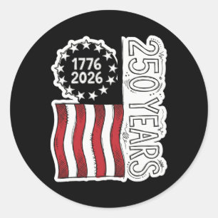 4th Of July American Flag Vintage 250 Years 1776 2 Classic Round Sticker