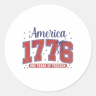4th of July American Flag Vintage 250 Years 1776 2 Classic Round Sticker