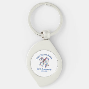4th of July American Flag Vintage 250 Years 1776 2 Key Ring