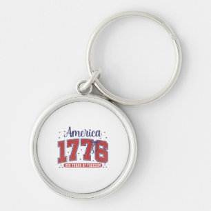 4th of July American Flag Vintage 250 Years 1776 2 Key Ring