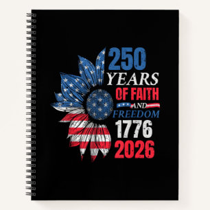4th of July American Flag Vintage 250 Years 1776 2 Notebook