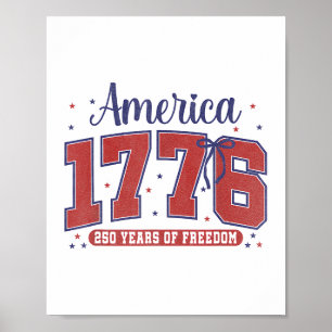 4th of July American Flag Vintage 250 Years 1776 2 Poster