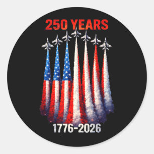 4th of July American Flag Vintage 250 Years 1776 Classic Round Sticker