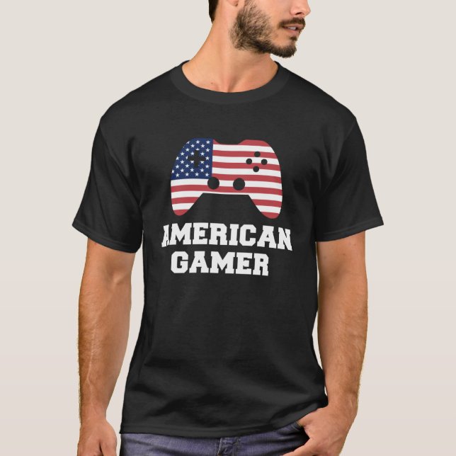 4th Of July American Gamer USA Patriotic Boys Men  T-Shirt (Front)