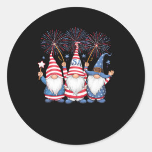 4th Of July American Gnomes Celebrating Independen Classic Round Sticker