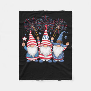 4th Of July American Gnomes Celebrating Independen Fleece Blanket