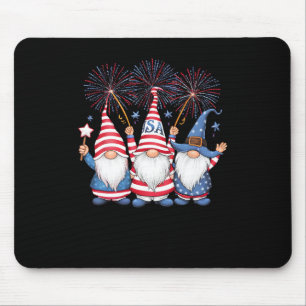 4th Of July American Gnomes Celebrating Independen Mouse Pad