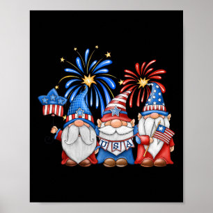 4th Of July American Gnomes Celebrating Independen Poster