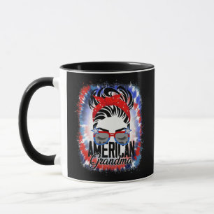 4th Of July American Grandma Messy Bun Mum Life Mug