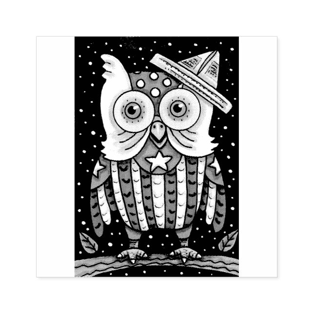 4TH OF JULY AMERICAN HOOT OWL RUBBER STAMP (Imprint)