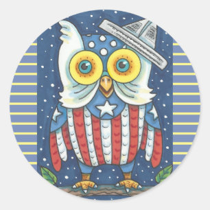 4TH OF JULY AMERICAN HOOT OWL STICKERS Rnd *Sheet
