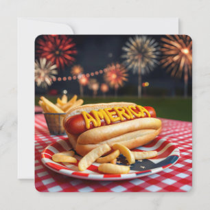 4th of July American Hot Dog Invitation
