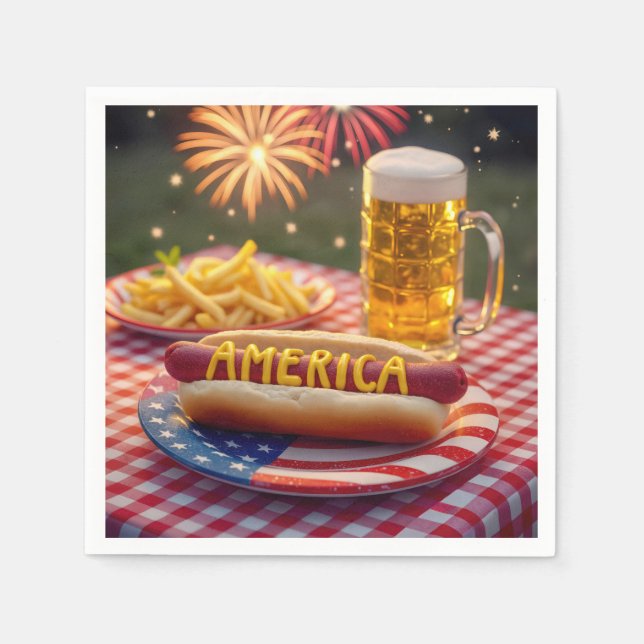 4th of July American Hot Dog Napkin (Front)