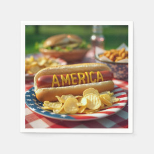 4th of July American Hot Dog Napkin