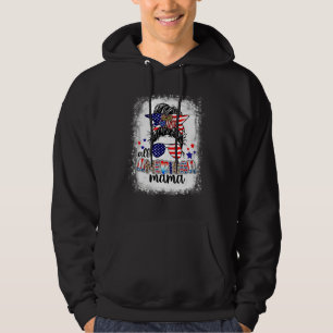 4th Of July American Mama Messy Bun Mom Life Patri Hoodie