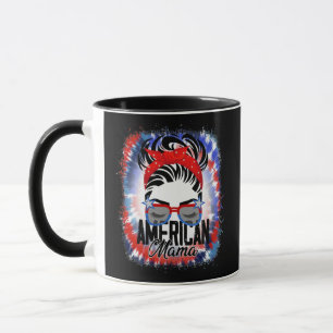 4th Of July American Mama Messy Bun Mum Life Mug