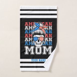 4th of July American Mum Patriotic Personalised Bath Towel Set