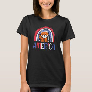 4th Of July American Pandas Kids Usa Rainbow Red P T-Shirt