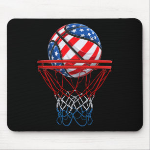 4th Of July American Patriotic Bysketbyll Us Flag Mouse Pad