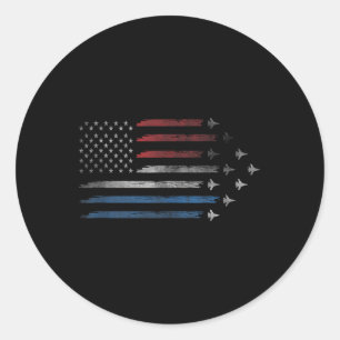 4th Of July American Patriotic Fighter Jets Usa Fl Classic Round Sticker