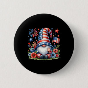 4th Of July American Patriotic Gnome Usa Independe 6 Cm Round Badge