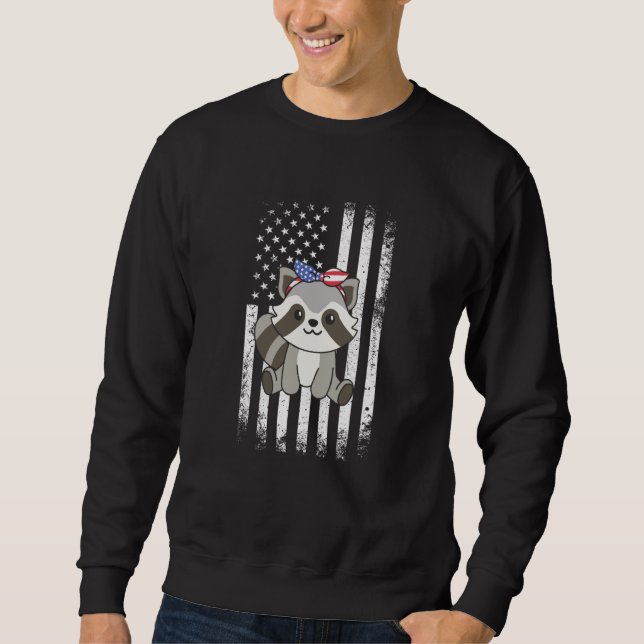 4th Of July American Raccoon For Kids Cute Usa Rac Sweatshirt (Front)