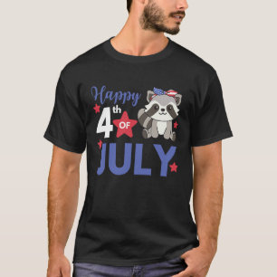 4th Of July American Raccoon For Kids Cute Usa Rac T-Shirt