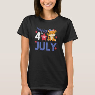 4th Of July American Tiger For Kids Cute Usa Tiger T-Shirt
