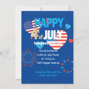 4th of July American USA Firework Patriotic Custom Card