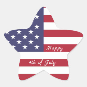 4th of July American USA Flag Heart Flag Fireworks Star Sticker